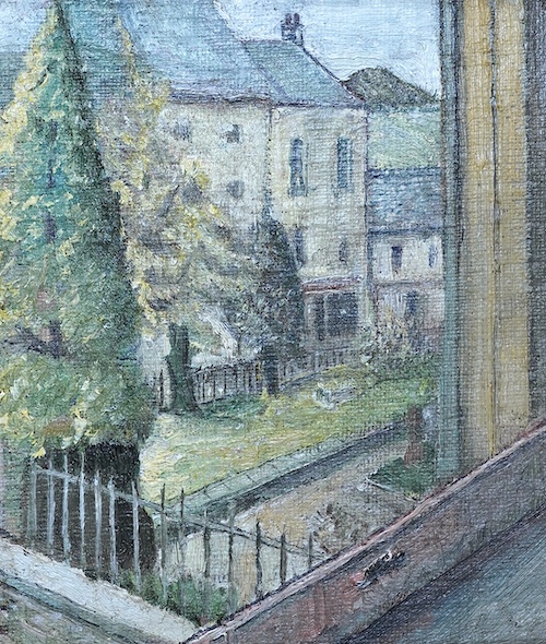 Stanley Lewis (1905-2009), oil on board, ‘View from Window’, 21 x 18cm. Condition - fair to good